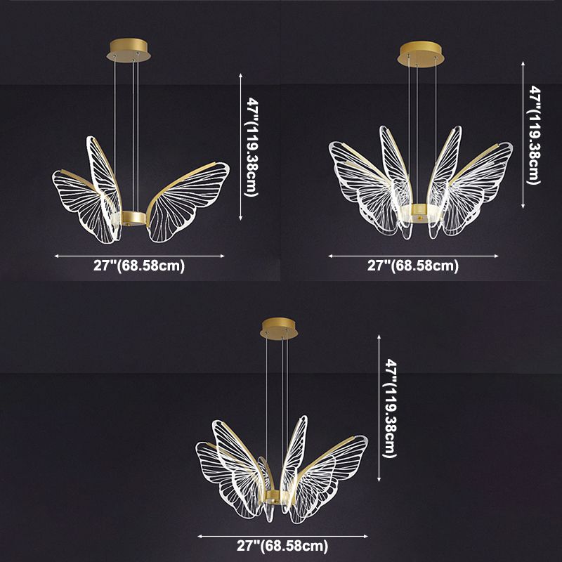Butterfly Acrylic Ceiling Lamp Modern Style Multi Lights Pendant Lighting Fixtures