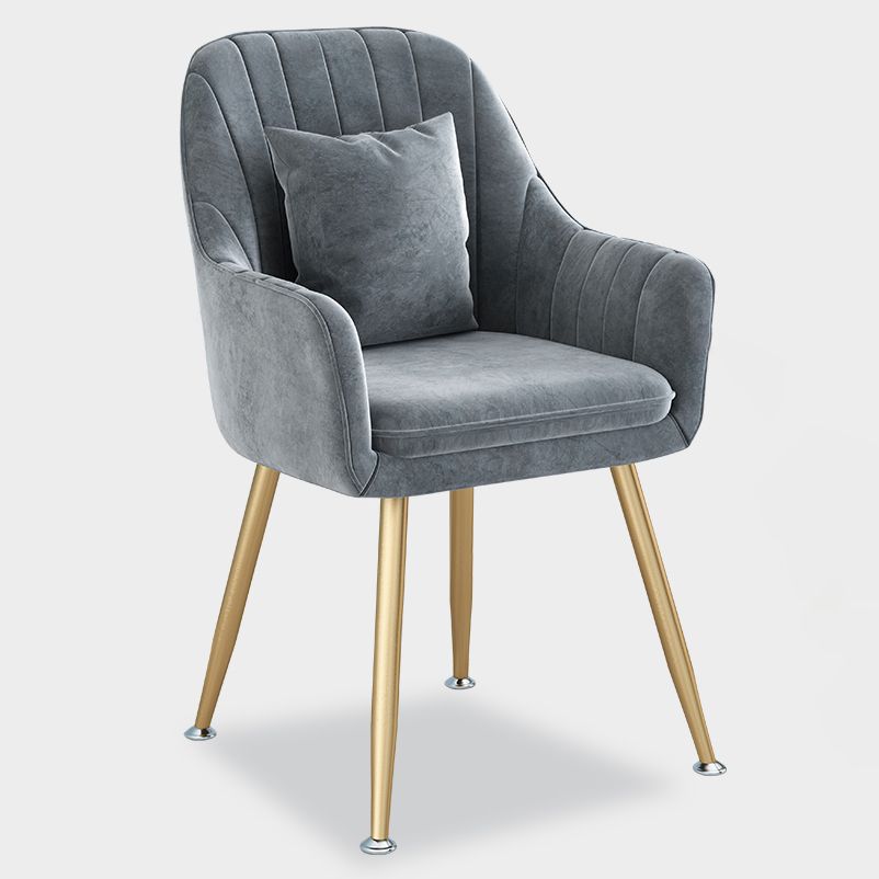 Sillas de comedor de metal de estilo escandinavo, silla de cojín para cafetería con brazo