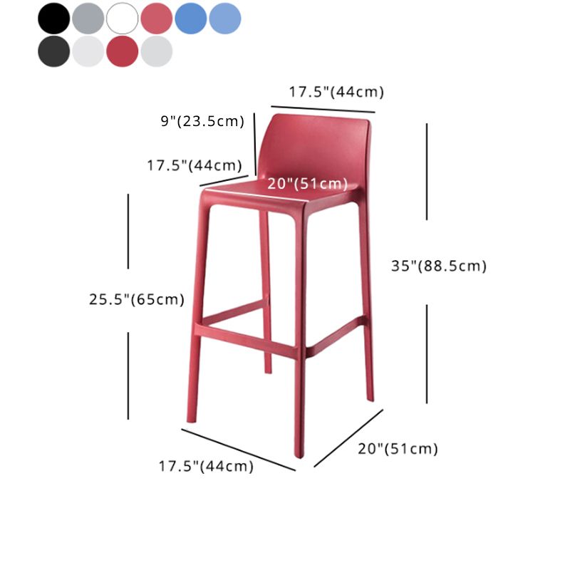 Scandinavian Style Plastic Armless Barstools Stackable Stools for Home