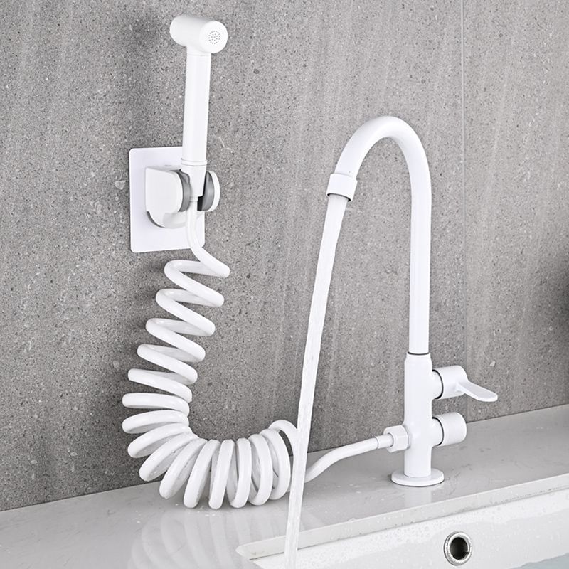 Single Cold Faucet Solid Color High Arc Deck Mounted Bathtub Faucet