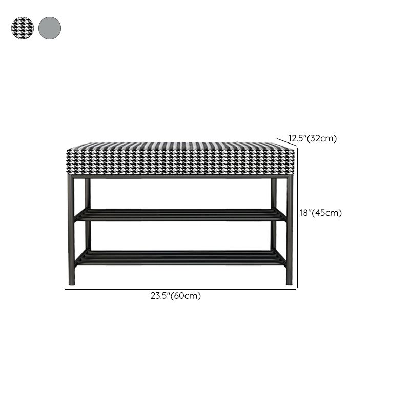 Rectangle Shoe Storage Entryway Bench Cushioned Modern Metal Seating Bench