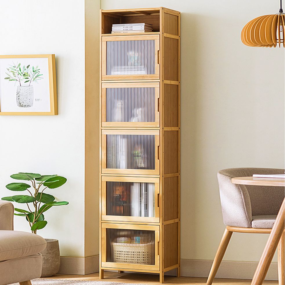 Contemporary Rectangle Storage Cabinet Natural Finish Accent Cabinet with Doors