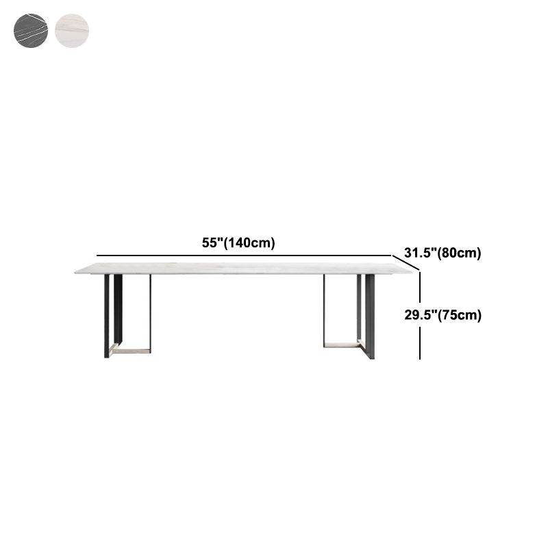 Rectangle Dining Table Contemporary Table with Double Pedestal Base