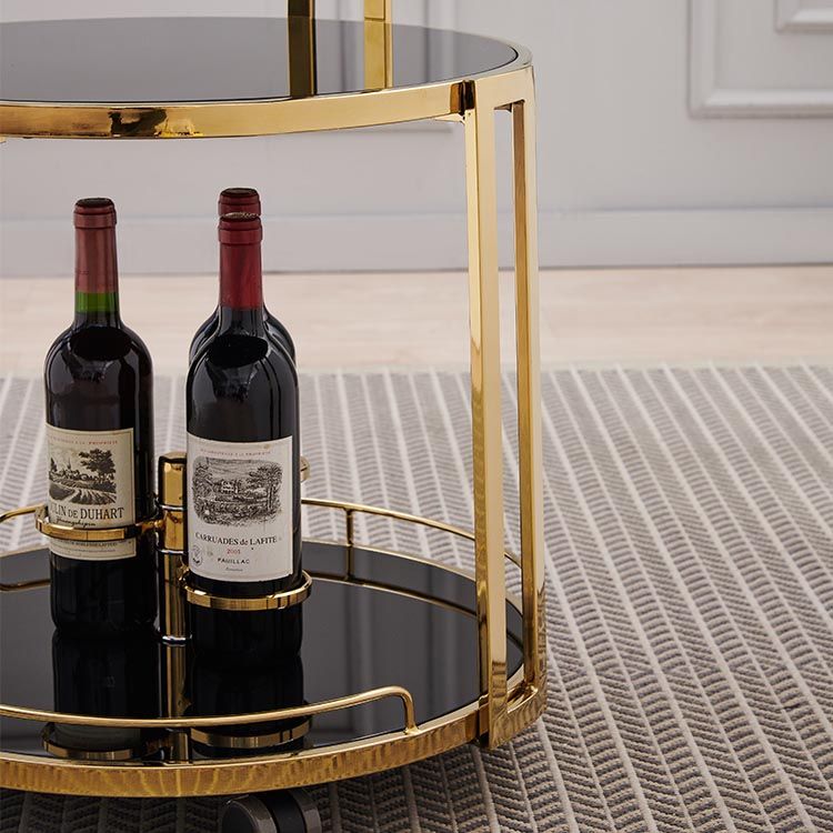 32.28" High Modern Style Round Prep Table Rolling Metal Prep Table for Home