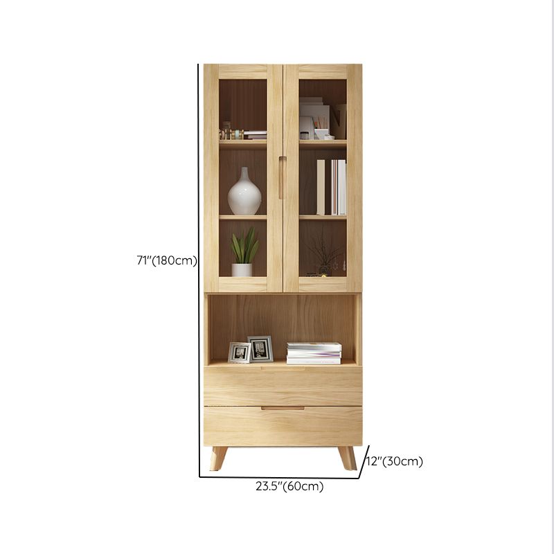 Wooden Natural Standard Bookcase Contemporary Closed Back Bookshelf