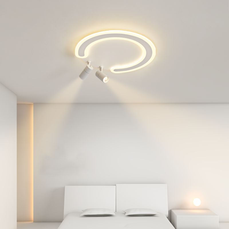 Plafonnier LED blanc avec spots, luminaire décoratif de plafond, idéal pour le salon