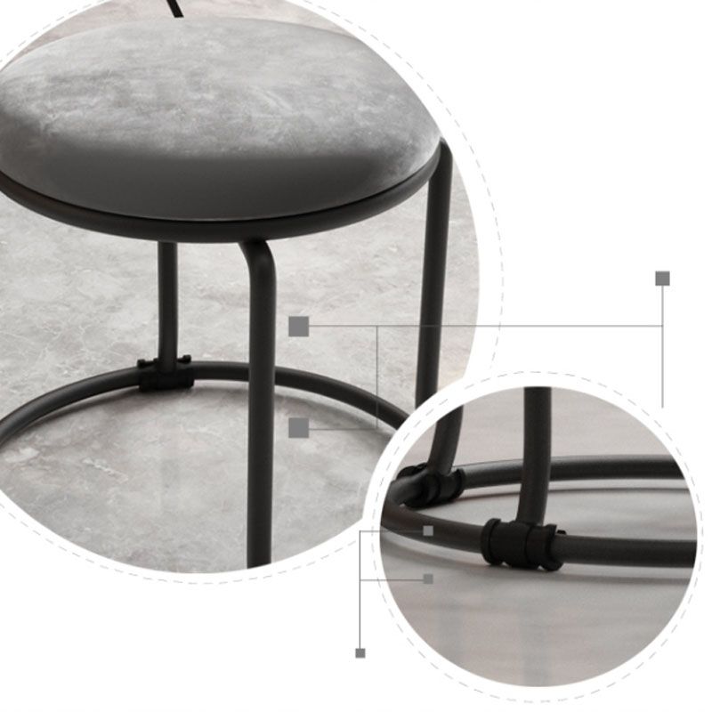 Glam Ottoman Velvet Fade Resistant Solid Color Round Ottoman with Metal Legs