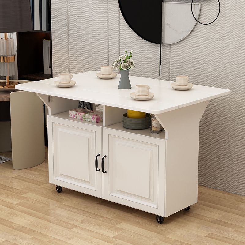 Solid Wood Mid-Century Rectangular Table Wood Top Table with Drop Leaf