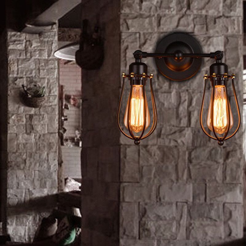 1 / 2 - Light Wall Sconce Iron Industrial Wall Light in Black / Distressed Copper
