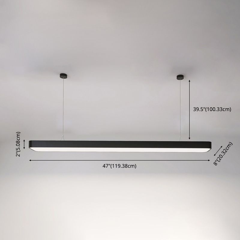 Lustre de l'île moderne lustre linéaire d'éclairage de lustre en métal pour le bureau