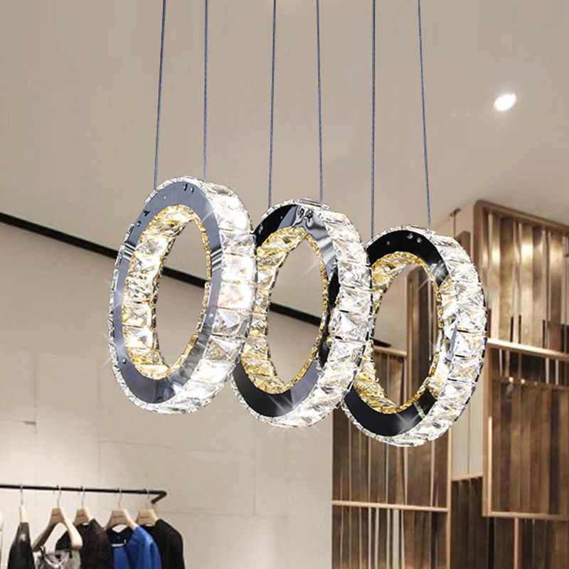 Runde Wohnzimmer Cluster Anhänger Kristall führte zeitgemäße Beleuchtung in Schwarz