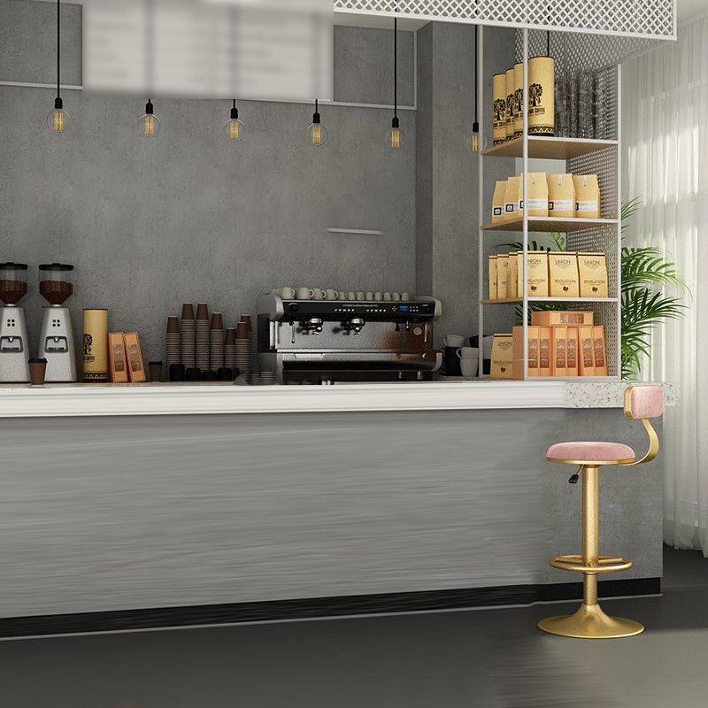 Nordic Glam Liftable Bar Stool Round Counter Bar Stool with Metal Legs