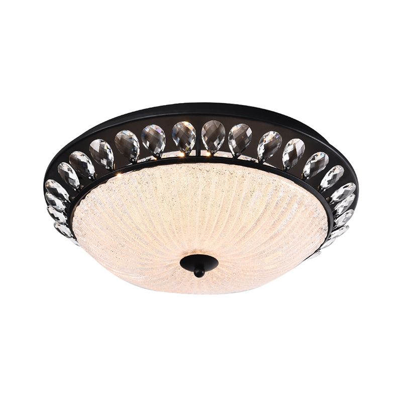 Clear Crystal Glass Dome Flushmount Modern LED Black Flush Mounted Light for Bedroom