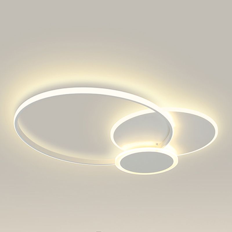 Plafonnier circulaire en fer forgé à montage encastré à LED de simplicité moderne avec abat-jour en acrylique