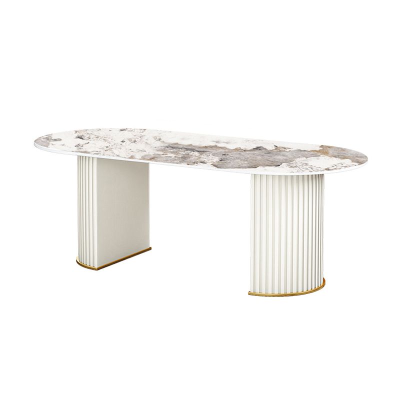 Oval Sintered Stone Dining Table Traditional Luxury Dining Table for Home Use