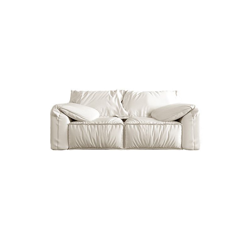 Contemporary Leather Sofa Pillow Top Arm Sofa with Cushions Back