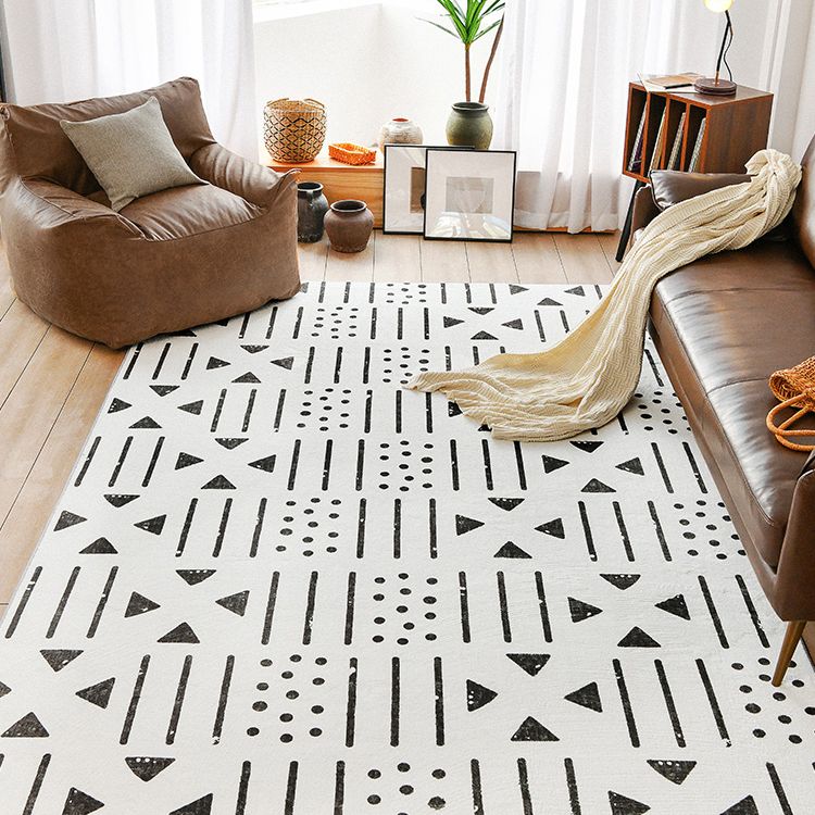 Simple Solid Color Bohemian Rug Polyester Herringbone Area Rug Non-Slip Backing Carpet for Living Room