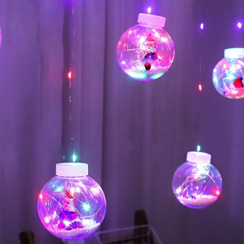Nordic Wishing Ball String Lamp Plastic 12-Lights Indoor Curtain Lights in Clear
