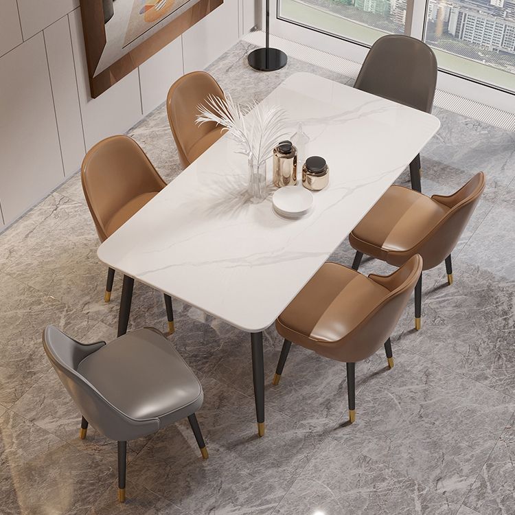 White Sintered Stone Dining Table Traditional Luxury Dining Table with 4 Legs