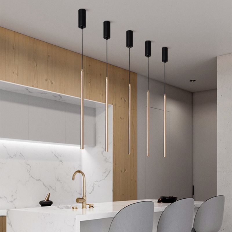 Cylinder Shape Metal Hanging Ceiling Light Modern Style 1 Light Pendant Light