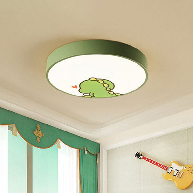 Plafonnier encastré à LED à motifs de dessin animé pour enfants, plafonnier en acrylique pour chambre à coucher avec abat-jour rond en métal