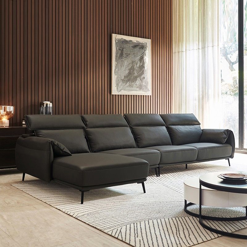 Genuine Leather Sectional Adjustable Pillow Top Arm Sectional Sofa