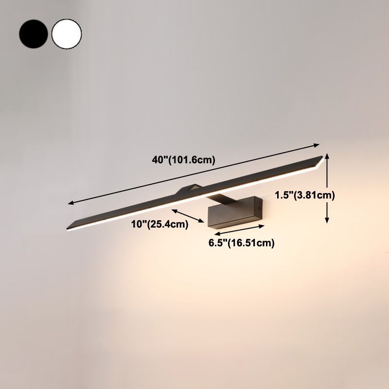 Linear Shape Metal Wall Sconce Modern Style 1-Light Mirror Wall Mount Light