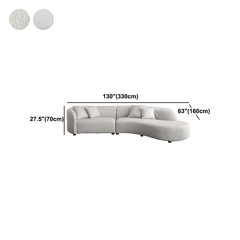 Scandinavian Tuxedo Arm Sofa with Chaise 27.56" H White Curved Sofa