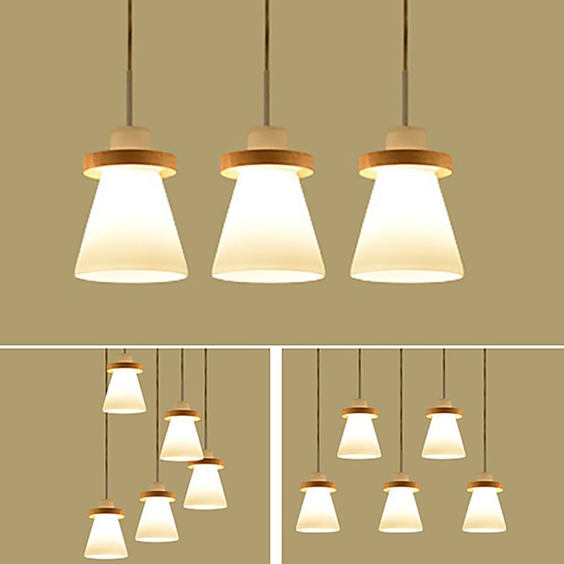 Wood Geometric Suspended Light Modern Simple Hanging Light for Restaurant