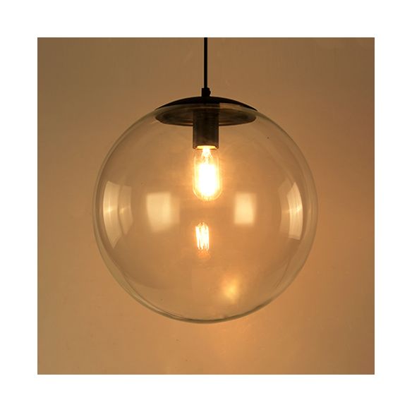 Accensione a ciondolo Globe Industrial 6 "/8"/12 "1 Luce Light Clear Glass Appesi Luce in nero/Chrome