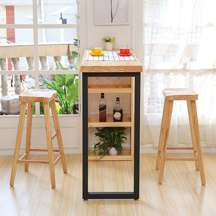 Luxury Rectangle Solid Wood Bar Table Set 1/2/3 Pieces Counter Table with Backless Stools