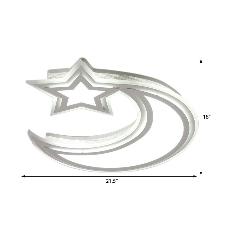 Crescent en Star Flush plafondlamp Cartoon acryl LED-plafondlamp voor meisjesjongensslaapkamer