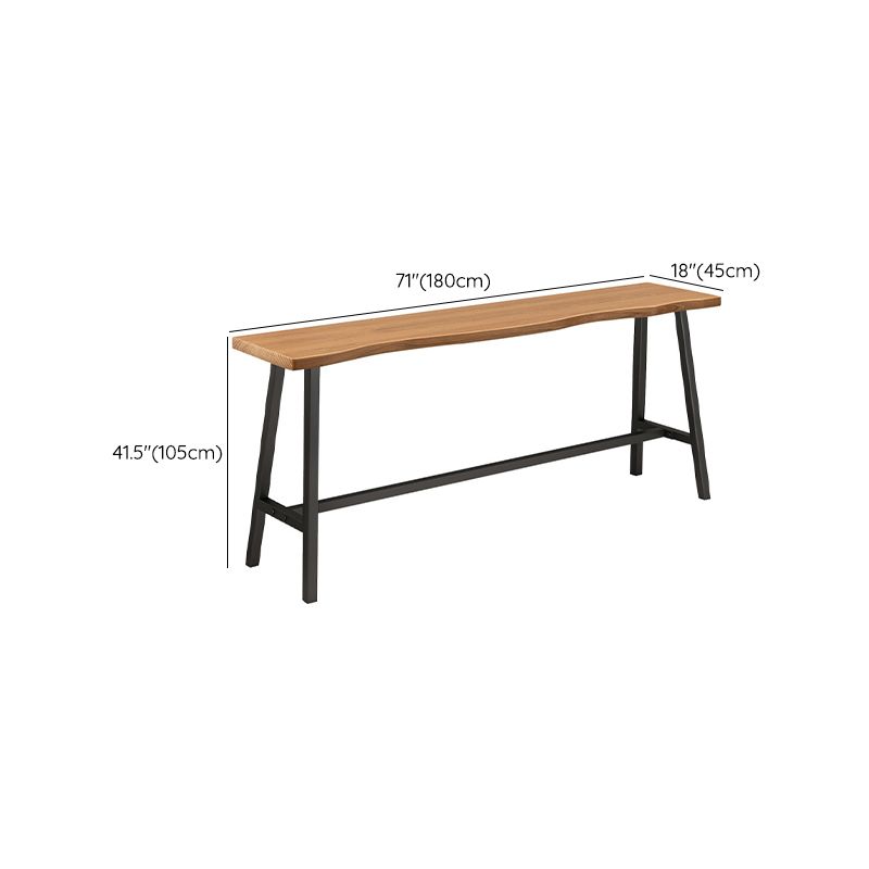 Rectangle Wood Bar Table Trestle Base Dining Table for Kitchen Living Room