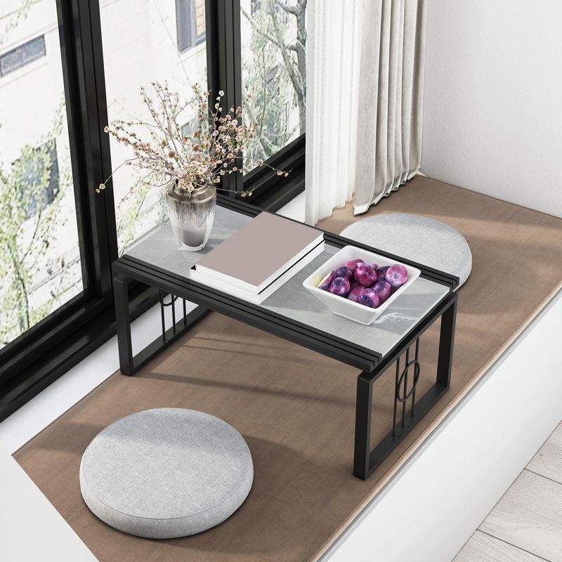 Rectangular Stone Top Coffee Table, 11.81" H Sled Cocktail Table