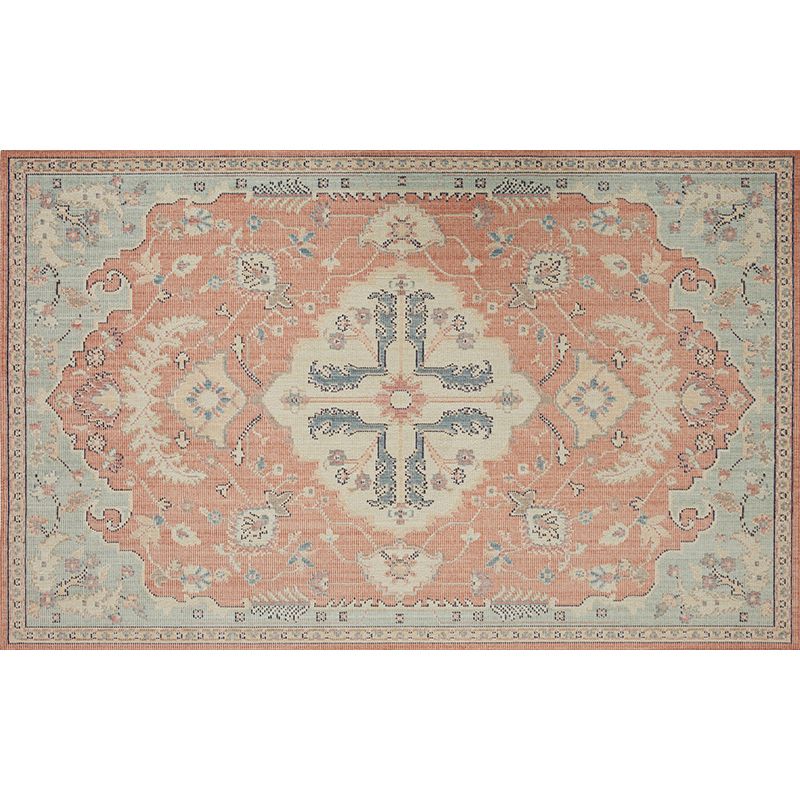 Alfombra de estampado étnico multicolor alfombra de poliéster nostalgia anti-slip respaldo alfombra interior para sala de estar