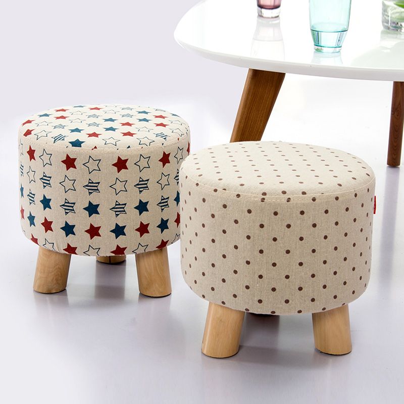 Fabric Standard Stool Contemporary Simple Round Upholstered Ottoman