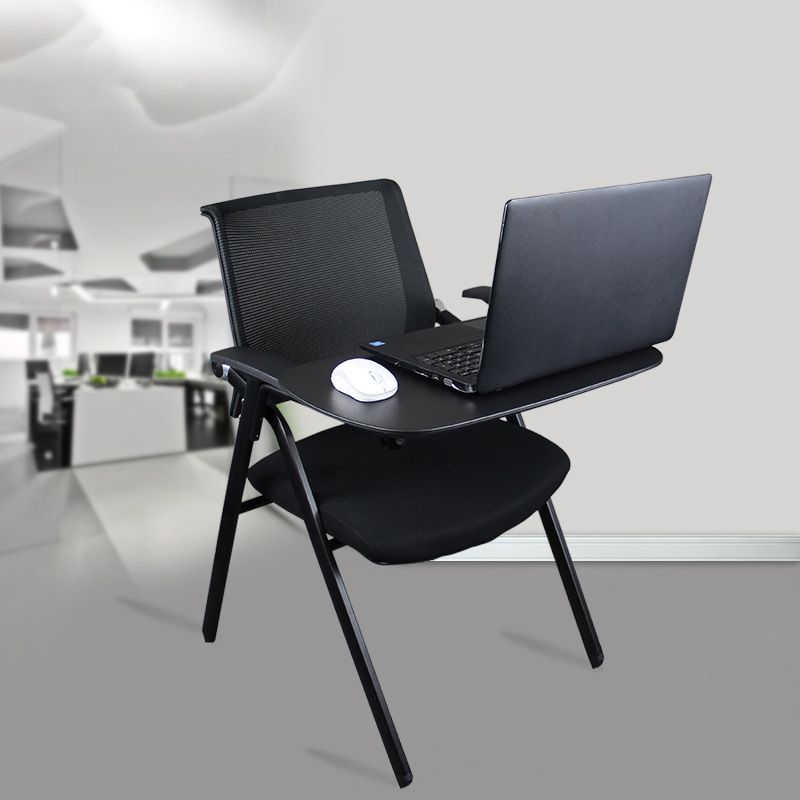 Black Metal Frame Modern Task Chair with Arms Conference Chair with Mid Back