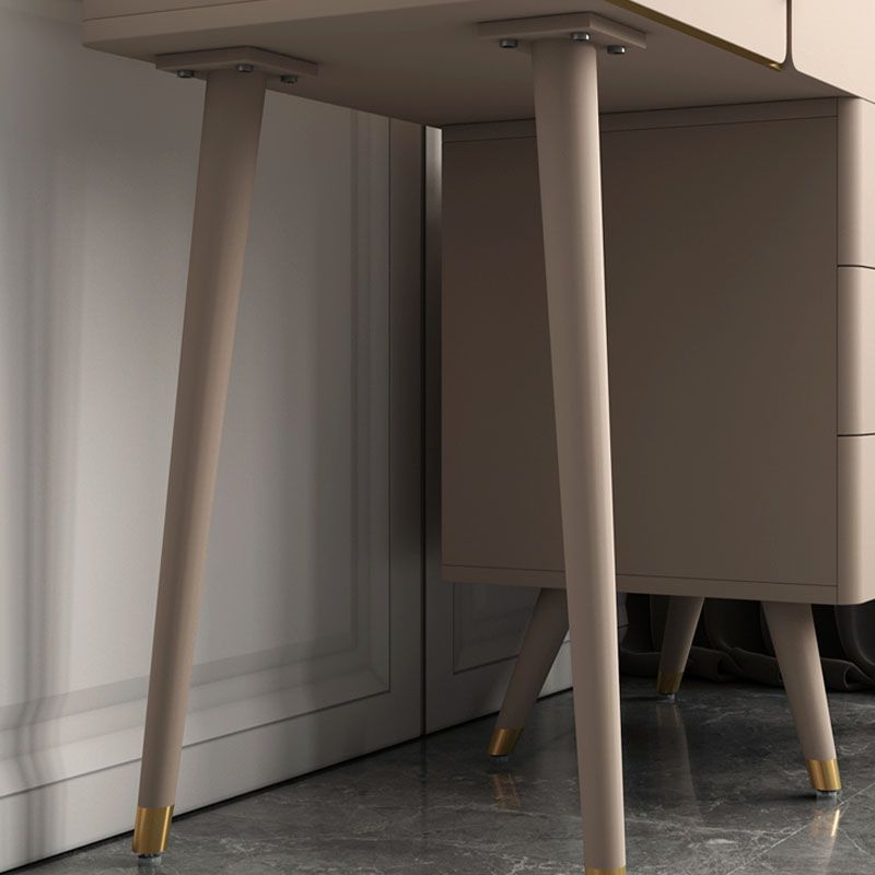 4 Drawers Vanity Set with Stool Glam Stone Top Dressing Table