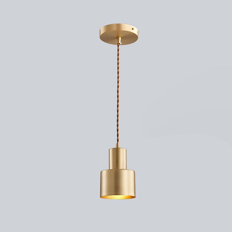 Esszimmer Down Lighting Anhänger Modernes Messing -Hang -Lampe -Kit mit Zylindermetallschatten