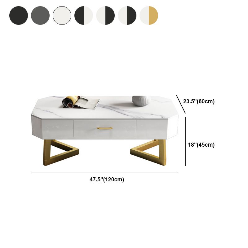 Cross Legs Coffee Table Stone Top Rectangular Cocktail Table