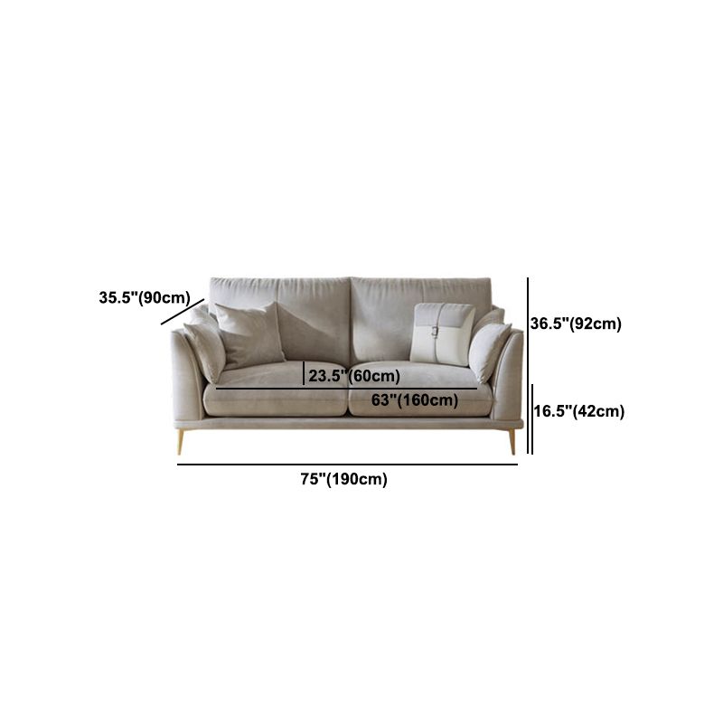 with Pillows Contemporary Sloped Arm Standard Settee Couch in Grey