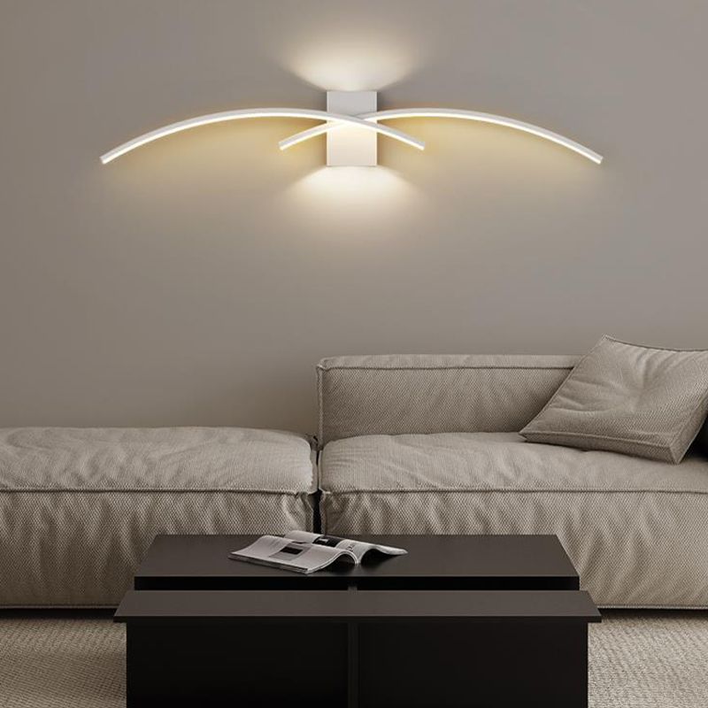 2-Light White/Black Modern Wall Mounted Sconce LED Wall Light for Bedroom