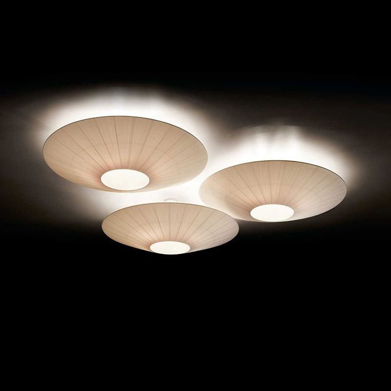Fabric Geometric Flush Ceiling Light Modern 1 Light Flush Light Fixtures in White