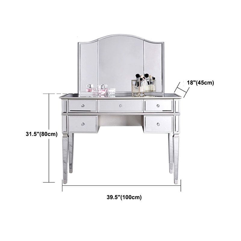 Solid Wood Vanity Dressing Table Set Contemporary Makeup Counter with Drawers