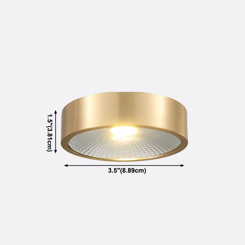 Plafonnier LED concis moderne en cuivre de forme cylindrique encastré pour porche balcon
