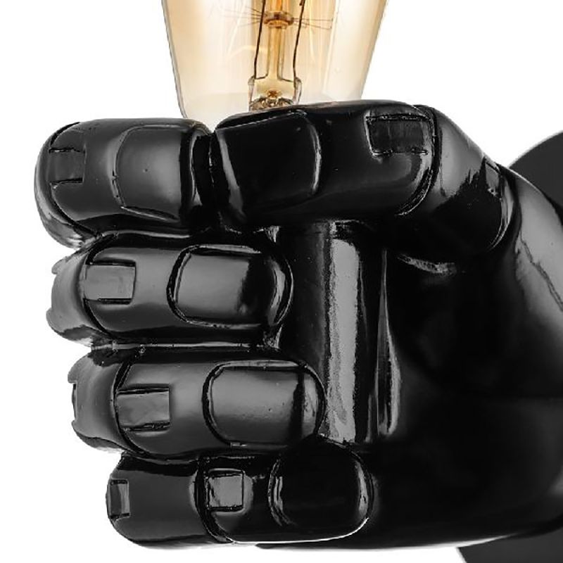 Schwarz/Weiß Bare Lampenleuchte Licht mit Handform Basis Vintage Stil Holz 1 Leichte Restaurant Wandlampe