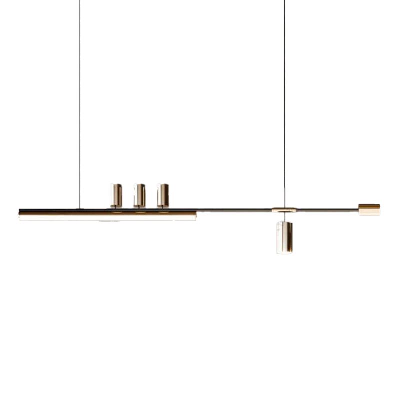6-Light Kitchen Island Lighting Modern Metal Ceiling Light in Black Finish