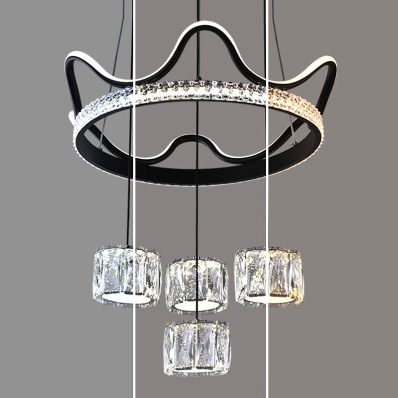 Nordic Crystal Chandelier Geometric 5 Lights Chandelier Pendant for Living Room