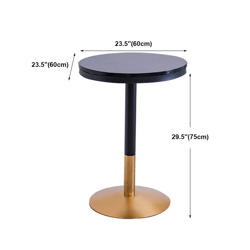 Industrial Style Black Iron Bar Table Wood Round Top Bistro Table with Pedestal