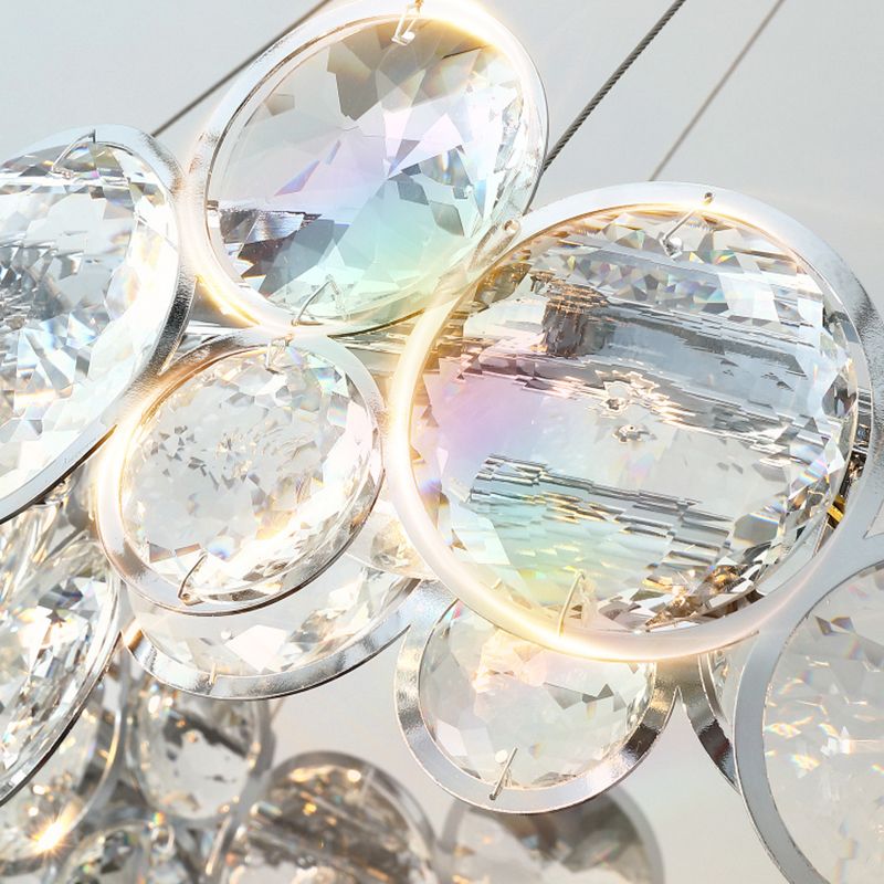 Beveled K9 Crystal Circles Chandelier Modern Stylish 8-Bulb Clear Ceiling Pendant Lamp